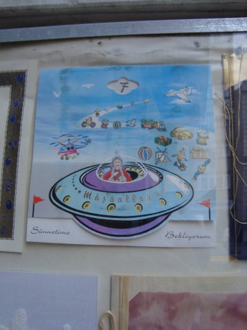 Circumcision (sünnet) greeting card with an ufo